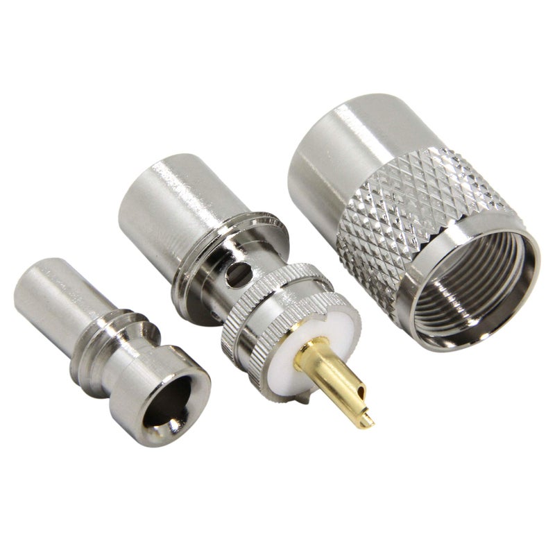 RFAdapter موصلات RFAdapter PL-259، عبوة 10 موصلات PL259 لكابل RG58 UHF ذكر لحام مع مخفض UG-175 لكابل RG-213، RG142، LMR195 - Image 3